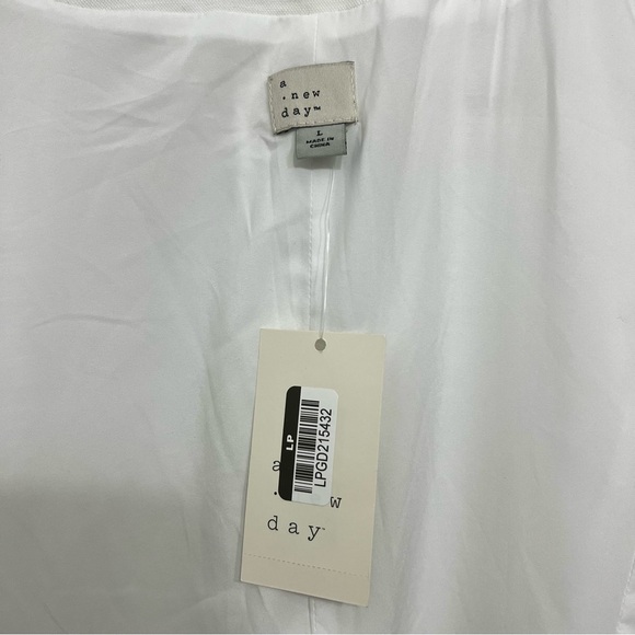 A New Day L White Cotton Blend Office Career Casual Travel Mini Vest Dress - Picture 8 of 10
